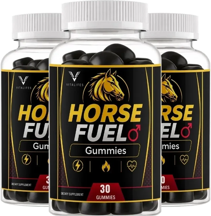 Three Horse Fuel Gummies bottles